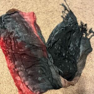 Red and Black Tie-Dye Scarf